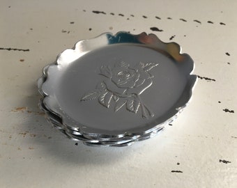 ALUMINUM COASTERS, Set of 4, Mid Century