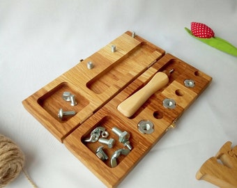 Montessori screw board, personalized gift for kids, screw driver board for kids, educational toys, wooden toys, gift for boy, Montessori toy