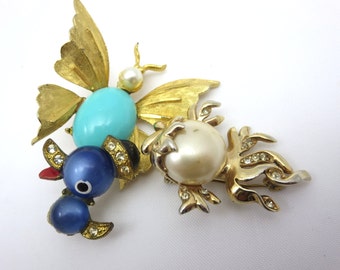 Vintage Jelly Belly Brooches - 1950s Costume Jewelry