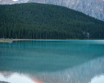 Canada Landscape Photography Print - Banff Canadian Rockies Summer - Kayak Boats - Mounted / Hanging Options - 11x14 16x20 20x30 24x36 30x45