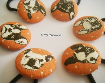 Handmade baby, toddler, girls covered button Ponytail holder(dogs) - your choice