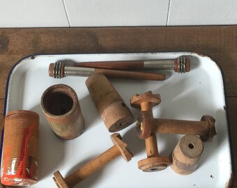 Vintage Industrial Spools, Vintage Industrial Bobbins, Vintage Textile Spools and Bobbins
