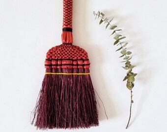 vintage hand broom Hand tied Straw Brush Whisk Broom handle Long Handle Brush, Rustic, natural,