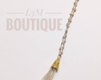 Delicate Peruvian Opal Beaded Tassel Necklace