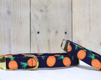 Pineapple Dog collar, navy blue dog collar, boy dog collar, girl dog collar, handmade dog collar, dog collars, dog accessories, puppy collar