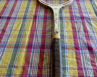 Vintage Garcia Pro Royal Wood Tennis Racquet Leather Grip Very Good Condition Power Bow
