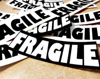 FRAGiLE & Handle with Care TAGS Stickers Packaging Shipping Black and White