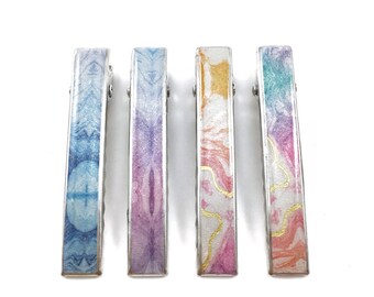 Watercolor Alligator Hair Clip Set - Unicorn Hair Clips - Pastel Hair Clips - Optional No-Slip Grip - chooze size - gift - by ajoyfulmorning