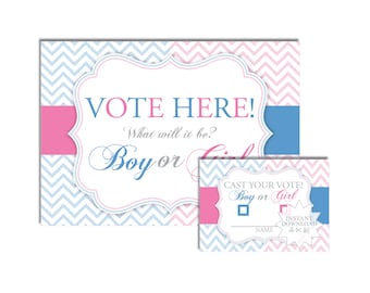 Gender Reveal Voting Cards Printable Little Man or Little