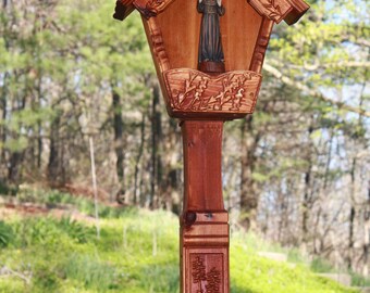 Saint Francis Shrine With Carved Post Included