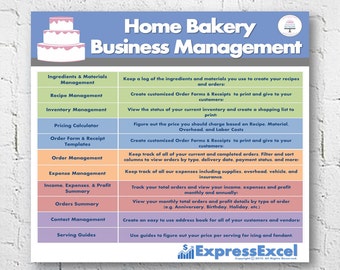 Cake Decorating Home Bakery Business Management Software + Pricing Calculator | Microsoft Excel Spreadsheet | Multiple Currencies | Mac + PC