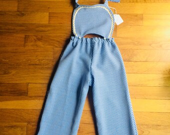 Toddler overalls girls overalls Wide leg striped overalls vintage girls overalls girls wide leg toddler wide leg girls blue overalls halter