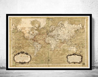 Vintage Map of The World 1860 Mercator projection