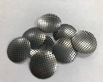 RECYCLED SCRAP Vintage Industrial Steel Perforated Concave Circles for Steampunk Jewelry,Mixed Media 1" diameter Pkg8 MS4
