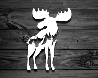 Mountain Moose Vinyl Decal, Car Decal, Jeep, Moose Season, Decals For Yeti, Laptop Decal, Animal Decal, Animal Sticker, Car Sticker, Hunter