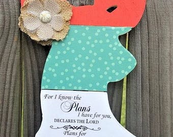Deer Head, Wall Decor or Door Hanger. For I know the plans I have for you, declares the Lord. Plans for hope and a future. Jeremiah 29:11