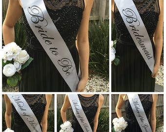 Silver Hens Sash - Hen Sash - Bride To Be Sash - Bridal Shower - Engagement- Hen Party- Bachelorette - Bride- Bridesmaid - Team Bride