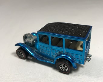 Vintage 1968 Hot Wheels Red Line Classic 31 Ford Woody USA Base Blue