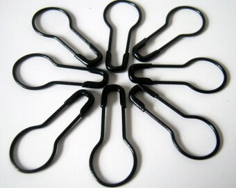 100 Black Safety Pins Pear Shaped, Craft Supplies, Supplies, Safety Pins G1219