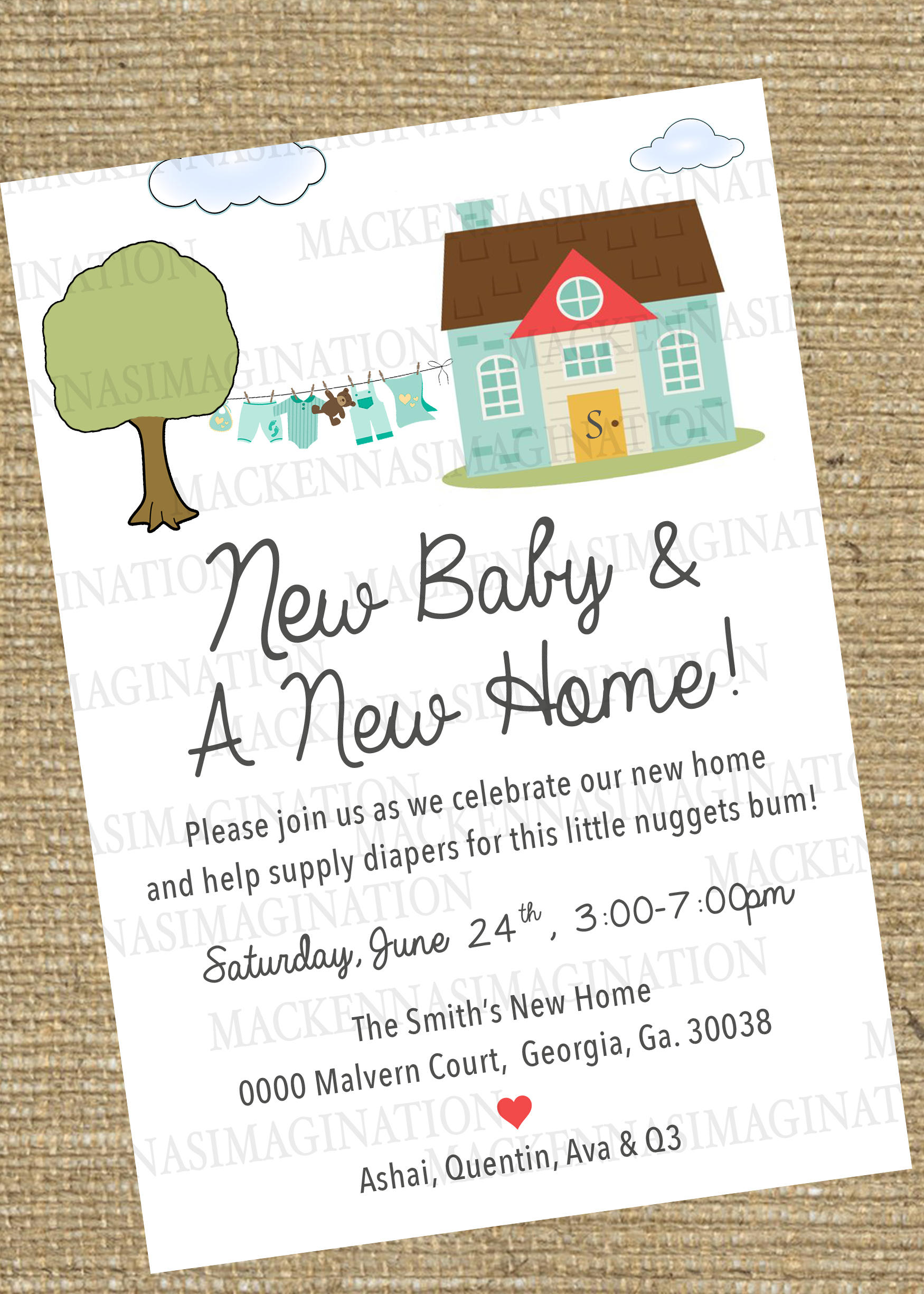 House Warming and New Baby InvitationDIGITAL DOWNLOAD