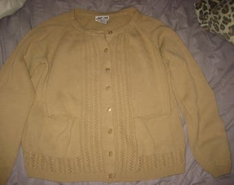 Tan Button-Up Two Pocket Knit Sweater