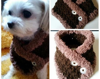 Crocheted Small Dog neck warmer, Dog Scarf, Puppy scarf fits most S or M dogs or Cats
