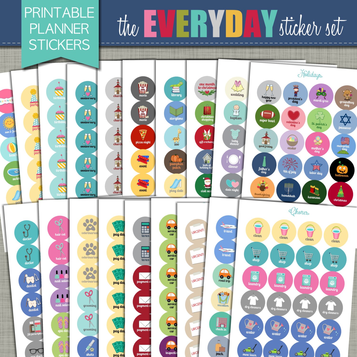 NEW Printable Planner Stickers Everyday Set 3 4