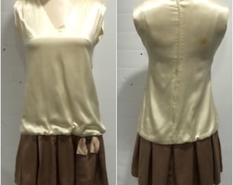1960s Two Tone Drop Waist Party Dress
