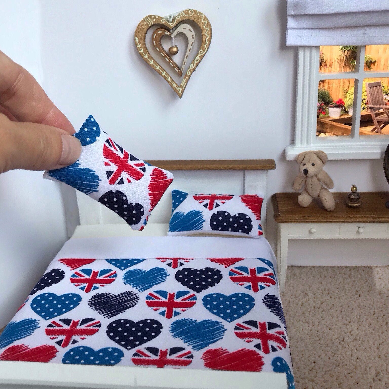 Best of British Bedding set 112 Scale Miniatures. Modern