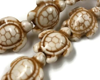 23 Howlite Turtle Beads 18mm x 14mm, 908