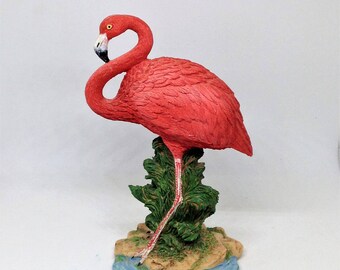 Vintage Pink Flamingo Figurine, Collectible Flamingo Figurine, Hand Painted Flamingo Figurine, Florida Kitsche Cool!