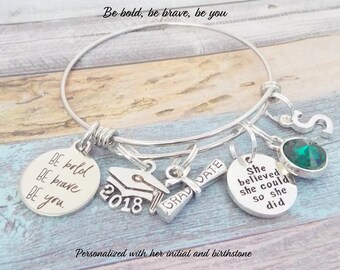 Graduation Gift for Her, Girl's Graduation Gift, High School Graduation, Charm Bracelet, Gift for Her, Personalized Gift, College Graduation