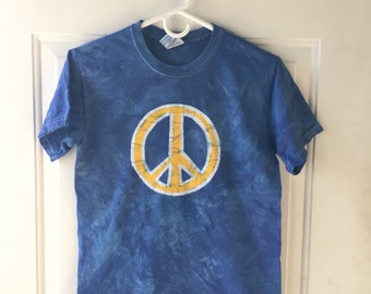 Peace Sign Shirt, Adult Peace Sign Shirt, Mens Peace Shirt, Womens Peace Shirt, Blue Peace Sign Shirt, Yellow Peace Sign Shirt (S)