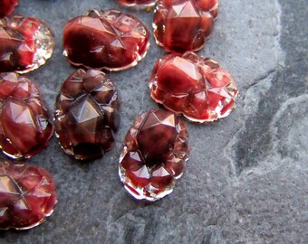 Mountain Top-Glass Cabochon-Givre Glass-Vintage Rare West German Givre Mountain Top Free Formed Glass Flat Backed Cabochon Stones-6 Cabs