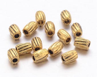200 Antique Gold Barrel Spacer Beads 3 x 4mm (B165f)
