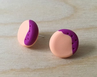 Peach and Plum 5 Dots Stud Earrings