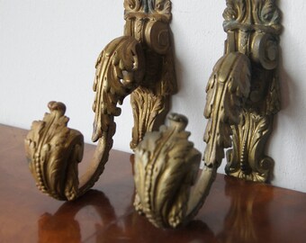 Antique french gilded bronze curtain tie backs Set of 2