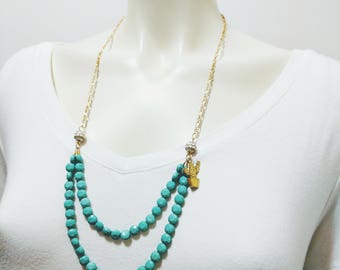 Double Strand Necklace, Southwest Beaded Necklace Multi Strand Necklace, Gift for Her, Statement Necklace, Colorful Layered Necklace