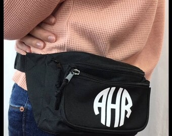 Custom Black Fanny Pack with Free Monogram, Greek Letters or Text