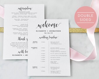 Wedding Itinerary-Editable PDF-Welcome Bag-Wedding Timeline-Welcome Letter-Wedding Favor-Wedding Printable-PDF Instant Download-#SN022_IT