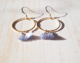 TASSEL HOOP EARRINGS, mini tassel earrings,hoop earrings, tassel earrings, dangle earrings, dainty circle earrings