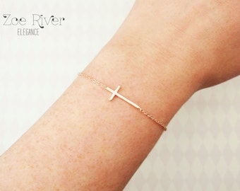 Choose rose gold, silver or gold cross bracelet. Rose gold cross bracelet. Dainty cross bracelet