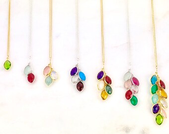 Birthstone Necklace, Family Tree Necklace, Mother's Day Gifts, Gifts for Grandma, Gifts For Mom, Gemstone Necklace, Mothers Day Gift