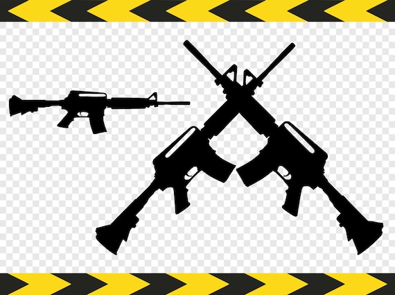 Download AR 15 SVG Clipart Army Crossed Guns Weapons Silhouette