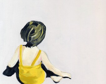 SALE Girl in the Yellow Suit 18"x18"