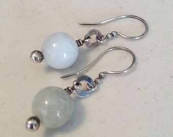 Sterling Silver Earrings with Burma Jade Drops