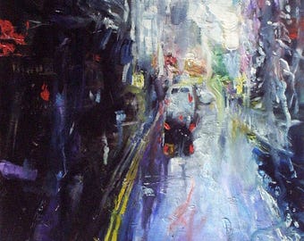 Rain, rain... - unique and original oil on canvas painting