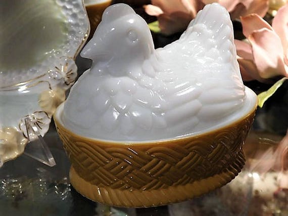 Milk Glass Hen on Nest Dish / AVON