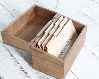 Recipe Box Wood Recipe Box Rustic Recipe Box