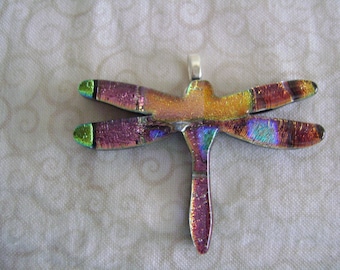 Handmade Dichroic Glass Dragonfly Pendant